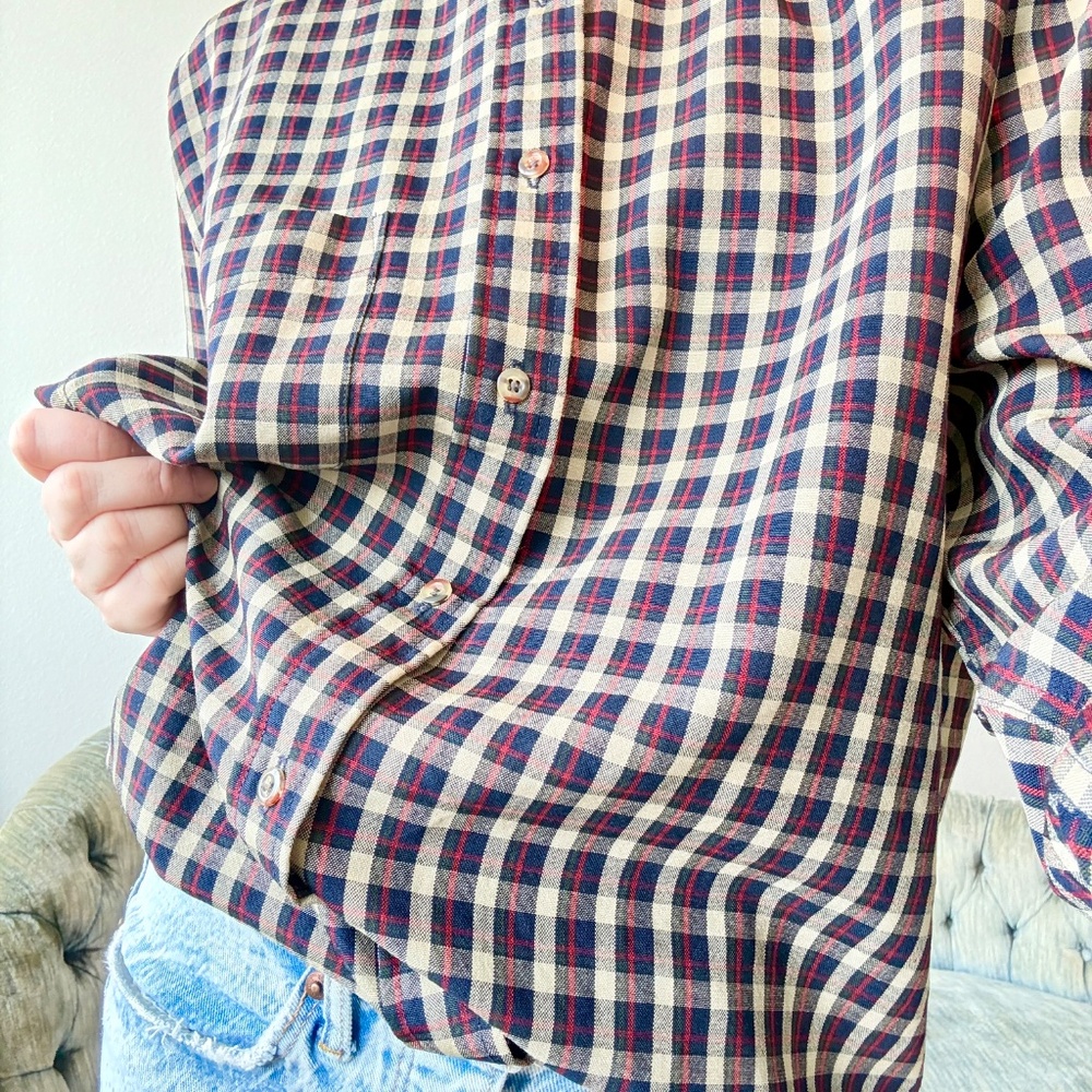 Pendleton Vintage Lightweight Wool Plaid Button D… - image 12